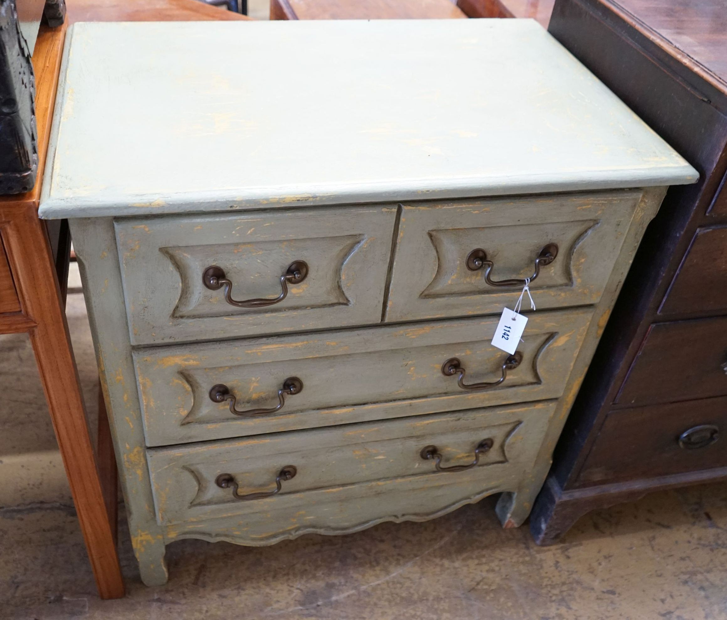 A modern painted three drawer chest, width 79cm depth 51cm height 84cm